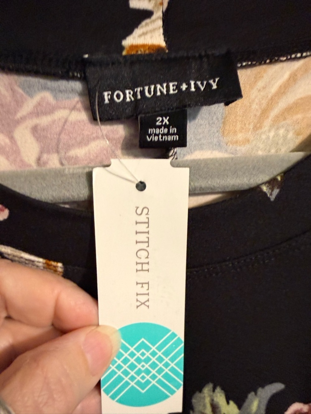 Fortune & Ivy Sleeveless Black Midi Dress with Pink & Mustard Floral Print 2X - Picture 2 of 8